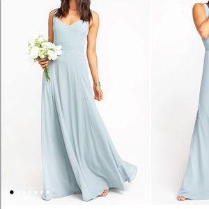 Show Me Your Mumu Jenn Maxi Dress in Silver Sage Crisp